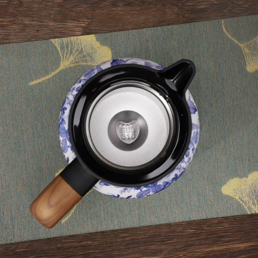 Elegant 1L Vintage Floral Tea Thermos – Stainless Steel Drip-Proof Pot with Infuser for Tea & Coffee